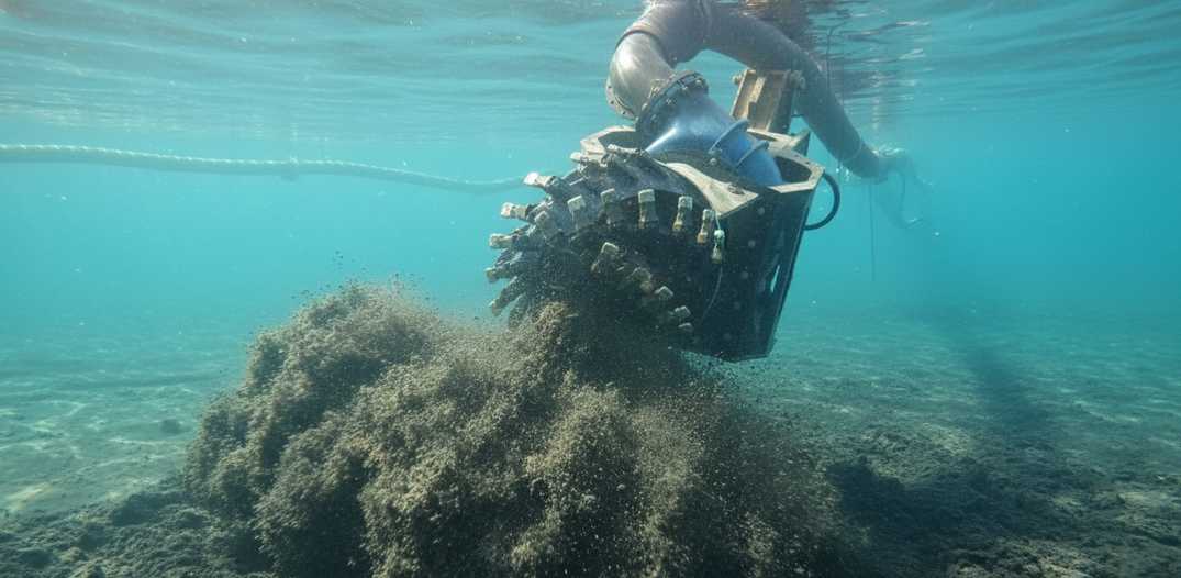 Submersible pump performing hydraulic dredging